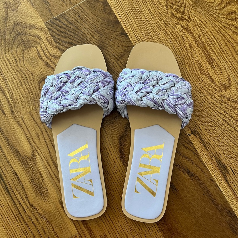 Zara Women's Purple Braided Slide Sandals